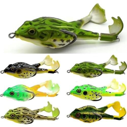 Double Propeller Frog Soft Bait Fishing Accessory Silicone Simulation Frog Bait with Rotatable Legs and 2 Hooks ASD88