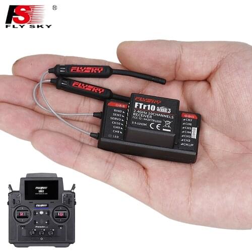 FlySky FTr10 2.4G 10CH Two-Way Dual Antenna PPM/IBUS AFHDS3 Mini Receiver for Fly-Sky PL18 FPV Racing Drone RC Part