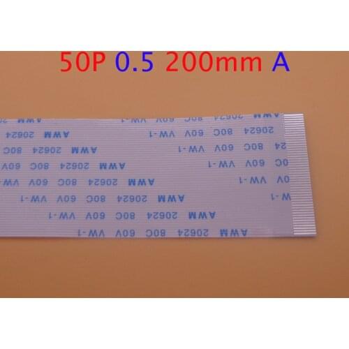 2pcs FFC FPC 50pin flat flexible cable 0.5mm pitch 50 pin forward Length 200mm Width 25.5mm Ribbon 50p AWM 20624 80C 60V VW-1