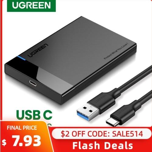 UGREEN HDD Case 2.5 SATA to USB 3.0 Adapter Hard Drive Enclosure for SSD Disk HDD Box Type C 3.1 Case HD External HDD Enclosure