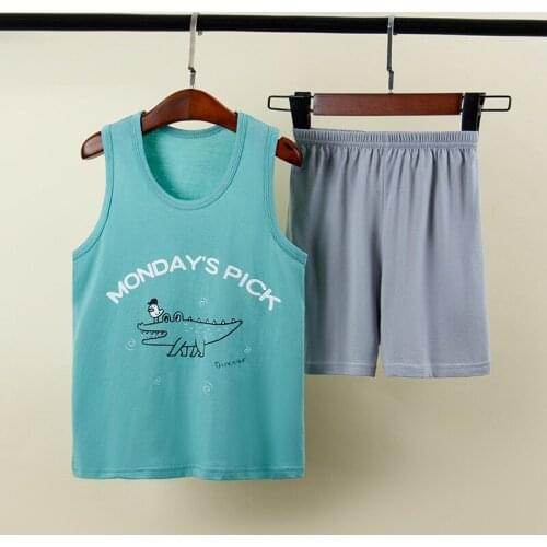 Children Clothing Boys Summer Cartoon Sleepwear Dinosaur Vest Pants Clothes Suit Baby Girls Cartoon Clothes Sets Kids Pajamas