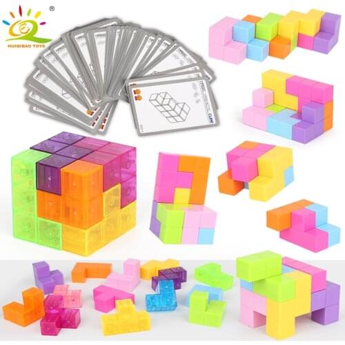 HUIQIBAO TOYS Magnetic Magic Cube Building Blocks Antistress Cubo Educational Learning 3D Puzzle Toys For Children Color Random