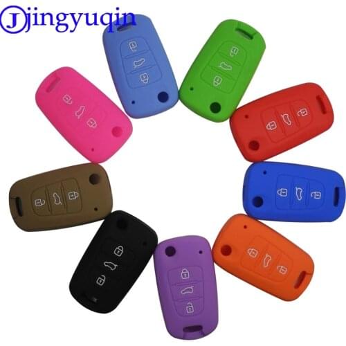 Jingyuqin 3BTN Silicone Car Key Cover Case For Kia RIO K2 K5 Sportage Sorento For Hyundai i20 i30 i35 iX20 iX35 Solaris Verna