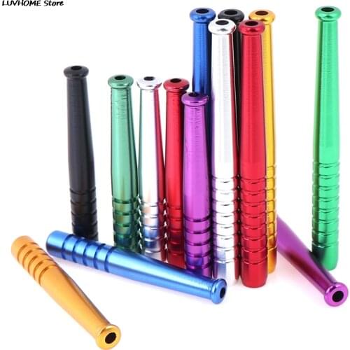 3pcs Multicolor Aluminum Alloy Smoke Pipe Portable Metal Snuff Sniffer Snorter Straw Nasal Tube Snuffer Bullet Color Random