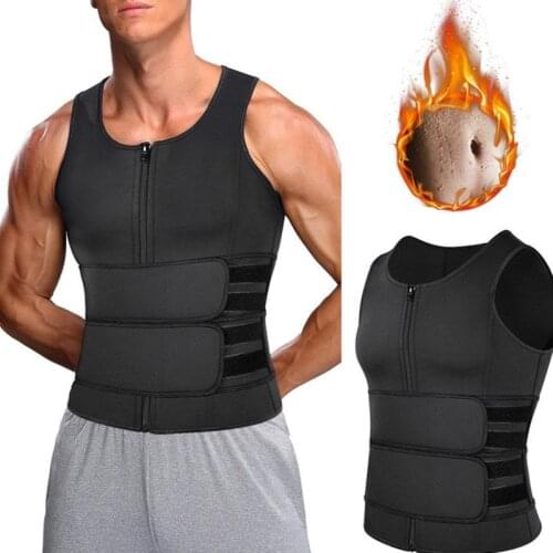 Men Body Shaper Sauna Vest Waist Trainer Double Belt Slimming Fitness Abdomen Shirt Fat Shapewear Burn Corset Sweat Tops To U6N5