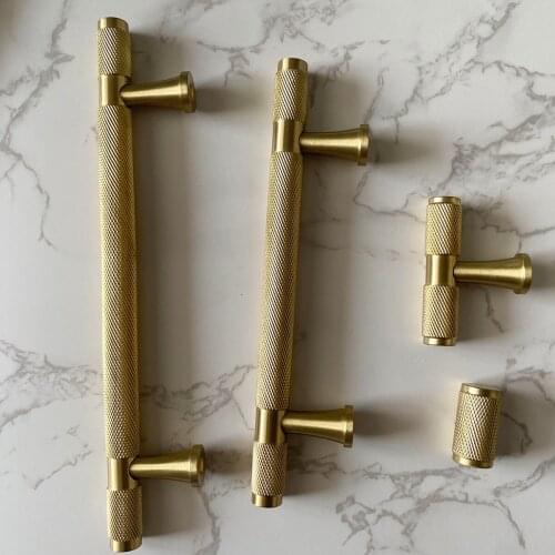 Brass Textured/Knurled Cabinet Handles and Knobs Wardrobe Handle Drawer Pulls Kitchen Cupboard Knob American Furniture Hardware