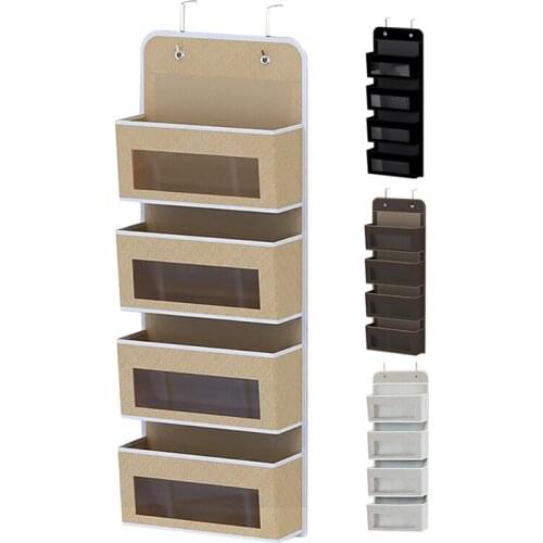 HOT 1Pcs Household Hanging Sundries Storage And Sorting Storage Bags Door Wall Installation 4 Transparent Pocket
