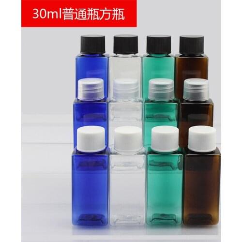 Small Sample Bottle 30ml Square Ordinary Cap Plastic PET Bottle 500pcs/lot