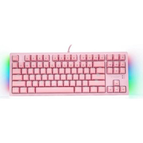 K620 Mechanical Gaming Keyboard LED Backlit With Blue Switches RGB Side-lit Tenkeyless 87 Keys Anti-Ghosting For Mac PC Pink