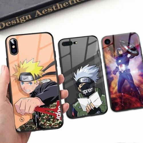 Cartoon Phone Case For iPhone 12 7 8 Plus X XR XS 11pro MAX 6 S Plus SE 2021 Hard Tempered Glass Phone Case Back Cover