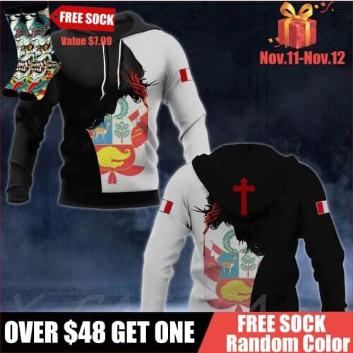 JESUS In PERU Flag God Christian Cross 3D Printed Man Female Zipper HOODIE Pullover Sweatshirt Hooded Jersey Tracksuits