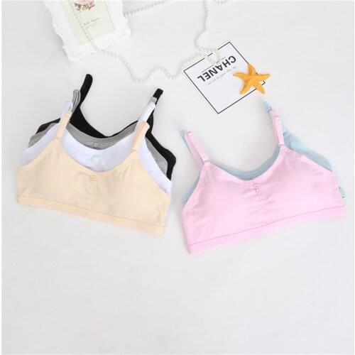 Young girl Solid cotton double breasted underwear bra cute Young Girl Bra Wire Free Training Small Vest Design