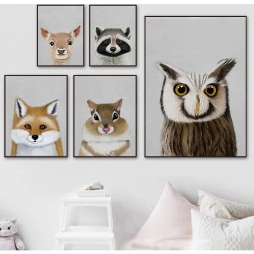 Deer Rabbit Raccoon Fox Animal | Nursery Wall Art Canvas, Nordic Painting Canvas, Wall Posters And Prints, Pictures For Living R