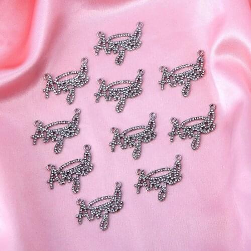 Silver Color Alloy Crystal Angel Letter Charms Rhinestone Alphabet Pendant For Women DIY Making Fashion Necklace Accessories