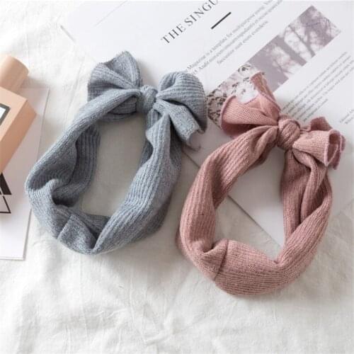 Knitted Winter Warm Ear Warmer Headwrap Xmas Girls' Crochet Headband Knitted Bow Hairband Hair Band Accessories for Children