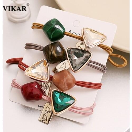 New Women Luxury Crystal Elastic Hair Band Girls Sweet Hair Tie Simple Ponytail Holder Rubber Bands Fashion Hair Accessories
