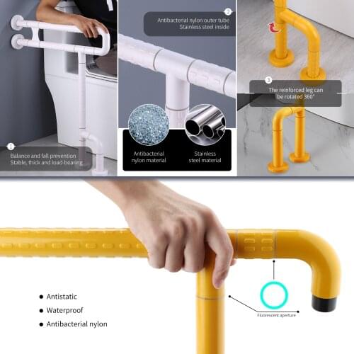 Bathroom Grab Bar Handle Flip-up Screw-in Toilet Safety Rail Hand Grip Home Health Care Equipment for Elderly Disabled