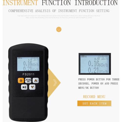 Nuclear radiation detector tester radioactive particles Geiger counter personal dose Alarm FS2011 English Japanese Menu