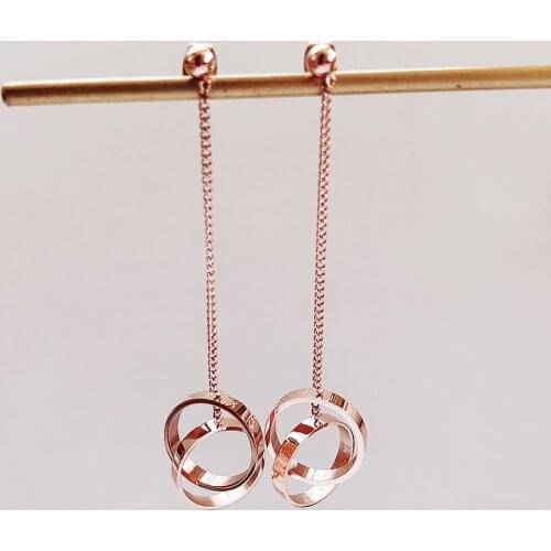 YUN RUO Double Circle Roman Numerals Stud Earring Rose Gold Color 316L Titanium Steel Fashion Jewelry Birthday Gift Never Fade