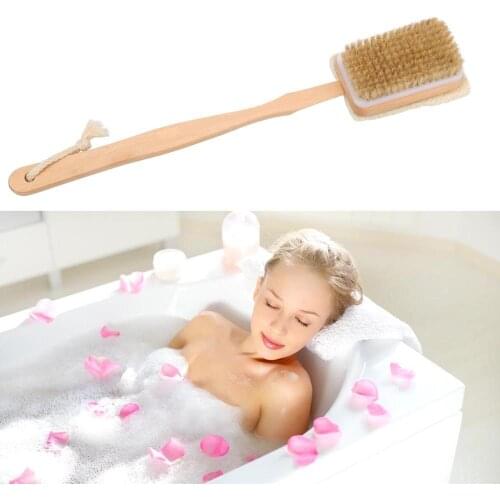 Massage Shower Loofah Bristle Both Side Bath Brush Bath Sponge Body Back Cleaning Brush Wooden Handle Skin Cuticle Grease Remove