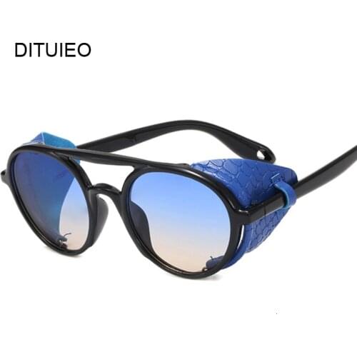 New Retro Oval Steampunk Sunglasses Men Women Round Designer Metal Steam Punk Shields UV400 Sun Glasses Male Female