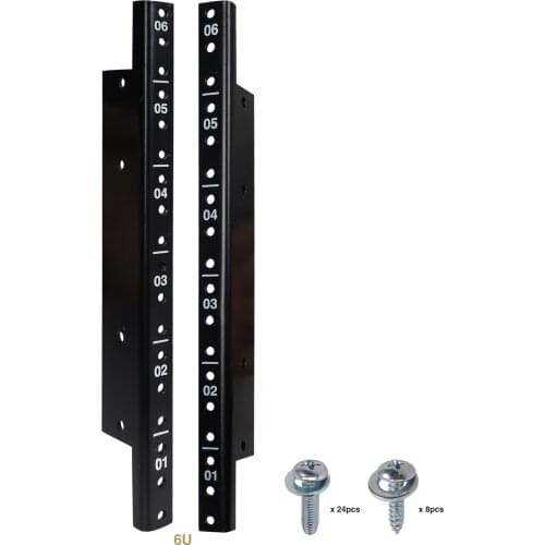 Sound Town 2-pack 6U Steel Rack Rails, with Black Powder Coated Finish and Screws (ST-RR-06U)
