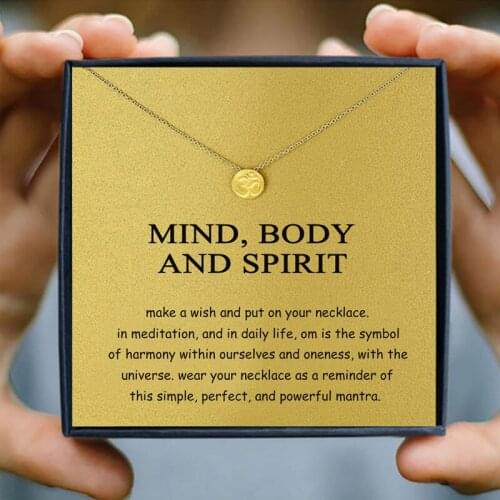 Sports Round Medal Rune Pendant Necklace Mind Body Spirit Gift Box Alloy Clavicle Short Chain Make Wish Card New Arrival