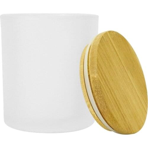 594C Glass Storage Tank with Wood Lid Food Sealed Container Grain Airtight Stash Jar