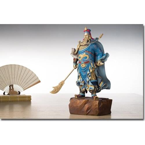 TOP GOOD Talisman Money Drawing Martial god of wealth guan gong Guandi bronze Hand engraving art sculpture 50CM