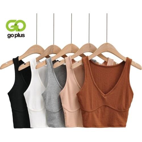 GOPLUS Y2k Crop Top Summer Black White Tank Tops Women V-Neck Sleeveless Tee Shirt Haut Femme Camisetas Mujer Verano C11186