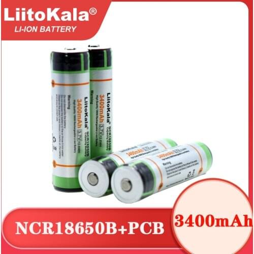Liitokala New Protected Original 18650 Rechargeable battery NCR18650B 3400mAh with PCB 3.7V For flashlight batteries