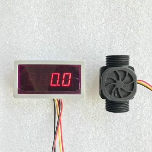 US208MA +USN-HS43TA 1-60L/min 3/4" flow sensor Flow Meter and Alarmer Flow Rate Display Frequency Counter Hall water Flow Sensor