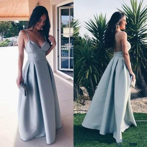 Spaghetti Straps Party Dresses 2021Satin Ball Gowns Floor Length Prom Dress Evening Graduation Dress Homecoming Robe De Soiree