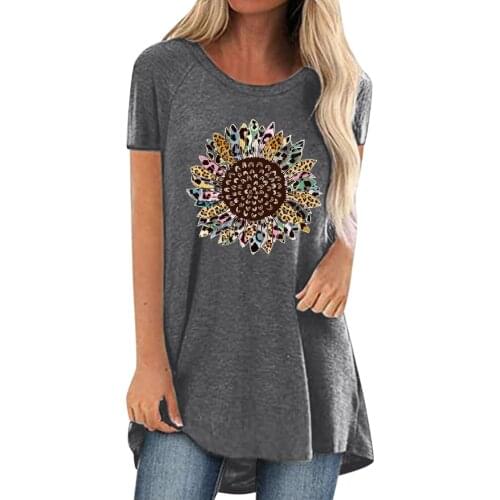 Women Casual Colorful Sunflower Printing T Shirts Harajuku Casual Cotton Soft Short Sleeve Loose Tee Tops Tunic Plus Size Tops
