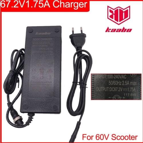 Charger 2A/1.75A For Kaabo Wolf Warrior and Mantis 60V Electric Scooter 67.2V 66.4V
