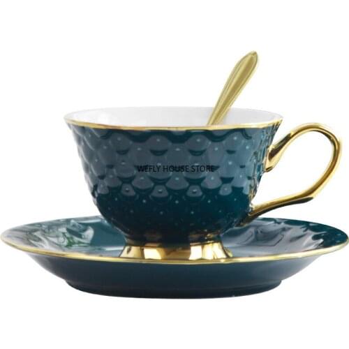 Green Creative Fish Scale Coffee Cup Modern Design Gift Ceramic Mug with Spoon Couple Mug Turkish Afternoon Tea Outline In Gold