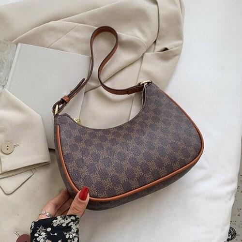 Vintage PU Leather Underarm Bags 2021 Luxury Designer Women Shoulder Purses And Handbags Brand Female Simple Brown Totes Bag New