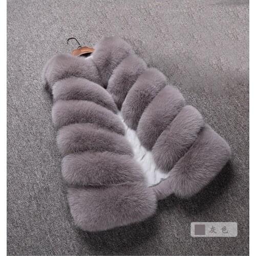 Solid Sleeveless Faux Fur Womens Thicken Vest Coat Plus Size 3XL Warm Female Winter Tops O Neck Elegant Fashion Ladies Coats