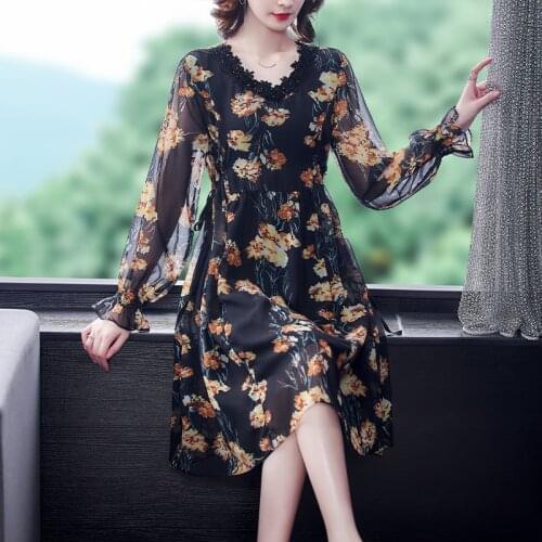 Spring Boho Floral Chiffon Beach Midi Dresses 2021 Vintage Lace Casual 3XL Plus Size Dress Elegant Women Bodycon Party Vestidos