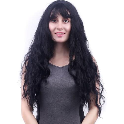 ZM Hair 6 Colors Synthetic Wigs for Black Women 28" Long Curly Hair Red Light Brown Heat Resistant Natural Wave Wigs With Bangs