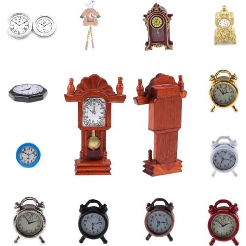1:12 Dollhouse Miniature Wall Clock Desk clock Play Doll House Miniaturas Home Decor Accessories Toy Pretend Play Furniture Toy
