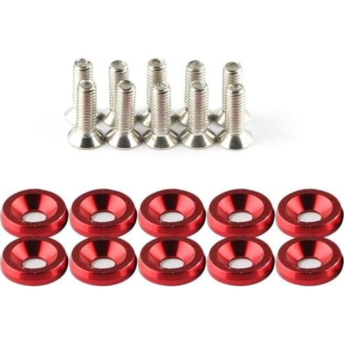 20Pcs M6 JDM Car Modified Hex Fasteners Fender Washer Bumper Engine Concave Screws Fender Washer License Plate Bolts Car styling