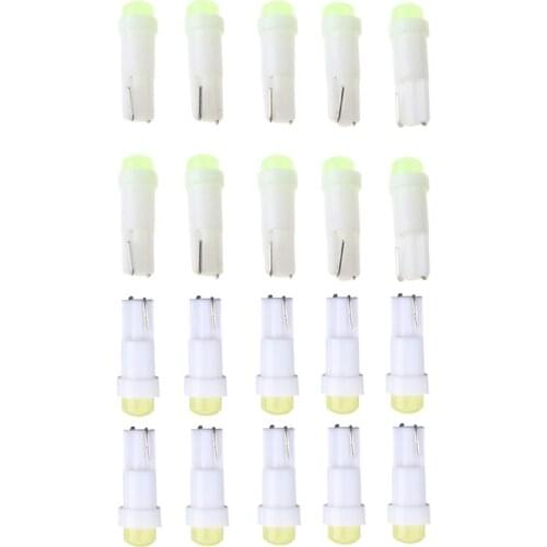 2021 New 10 Pcs Set T5 1 COB LED Dashboard Licence Plate Speed Wedge Light Car Bulb