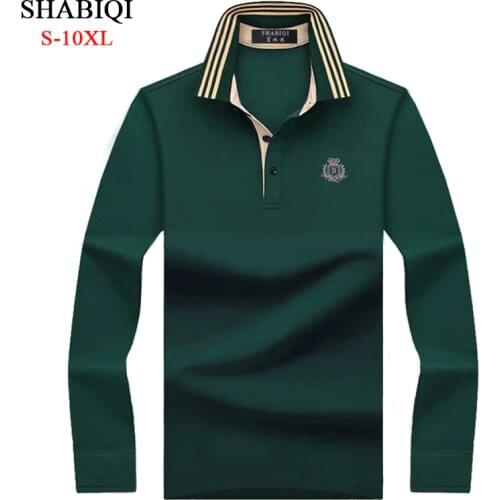 2019 New Brands Mens Long Sleeve POLO Shirts Long Sleeve Camisas Polo Stand Collar Male Polo Shirt Plus Size 6XL 7XL8XL9XL 10XL