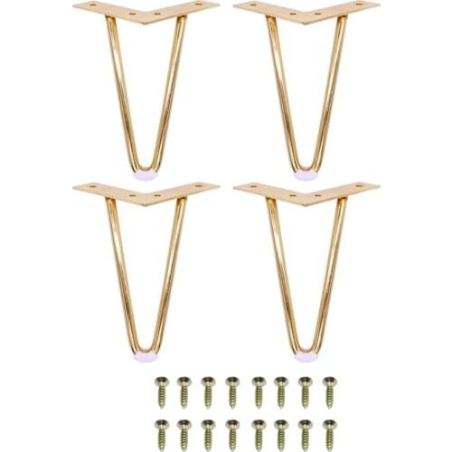 4Pcs 6 Inch Gold Hairpin Legs Protectors for Furniture Legs Sofa Cabinet Furniture Leg Feet Coffee Tea Bar Stool Chair