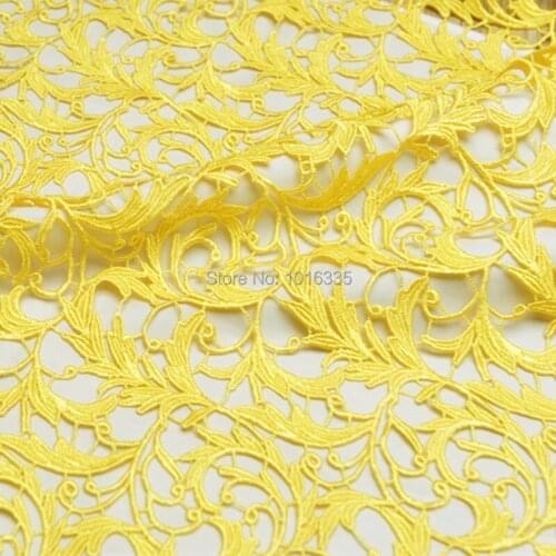 5 yards130CM Width Yellow african cord lace guipure lace fabric Vintage embroidery Floral Crochet Lace for Party Dress