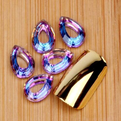 50pcs/pack 7x10mm Pear Shape Angle Rings Glass Hollow Crystal Chameleon Cabochom Jewelry Nail Art DIY Garments Dress Decoration