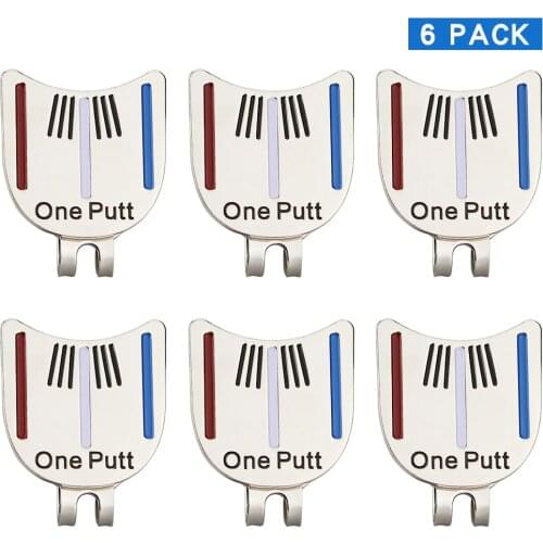 Pack of 6 Pcs One Putt Design Golf Ball Mark plus Magnetic Golf Hat Clip Golf Marker Drop Ship