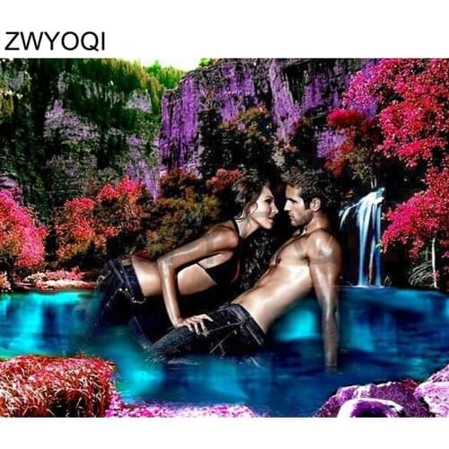 Full Square Diamond embroidery Cross stitch Couple landscape Full Round Diamond mosaic Couple landscape DIY 3D Diamond painting