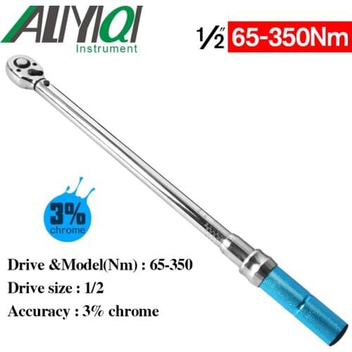 AYB 65-350N 1/2 Preset Torque Wrench 3% Chrome Hand Spanner Ratchet High Precision Tool